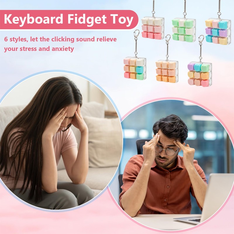 2 Pcs Keyboard Fidget Toy, 9 Keys Cute Heart-Shaped Clicker
