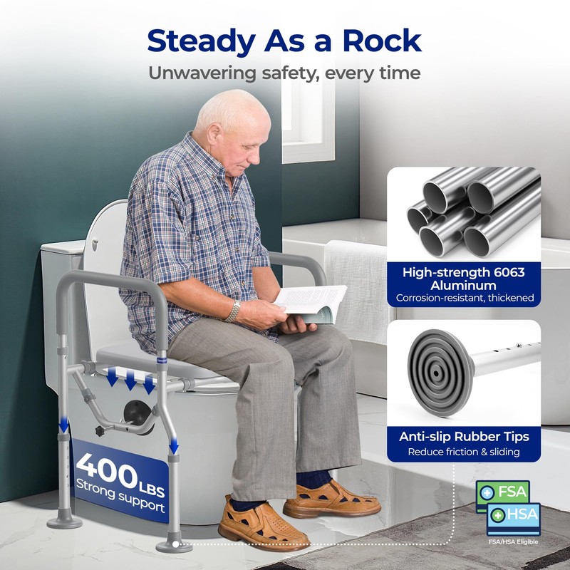 T1 Toilet Seat Riser for Seniors, Raised Toilet Seat with