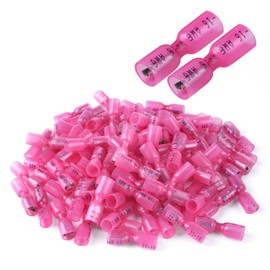 100 PCS 22-16 AWG Waterproof Heat Shrink Quick Disconnect Connectors, Crimp Electrical Wire Female Spade Connectors Insulated Disconnect for Marine Automotive Motorcycle Home Wiring (Red)