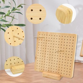 AolKee Crochet Blocking Board and Pins, Wooden Blocking Board for Crochet with 20 Stainless Steel Rods, 5 Big Eye Needles, Crochet Gifts, Crochet Accessories for Grandma Members