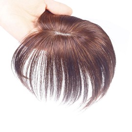 YOYO Partial Wig 100% Human Hair Natural With Bangs White Hair Concealing One Touch Volume Up Hairpiece Breathable Natural Point Wig Cute Easy Styling Face-Slimming Effect Ladies Blunt Bangs Net Size