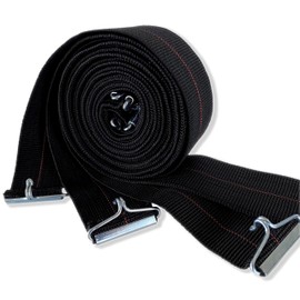 IPEA Elastic Straps for Bed Frames from 190 to 200 cm - Pack of 4 - Made in Italy - Elastic Rope with Iron Hooks for Slatted Beds - Colour Black - Width 50 mm