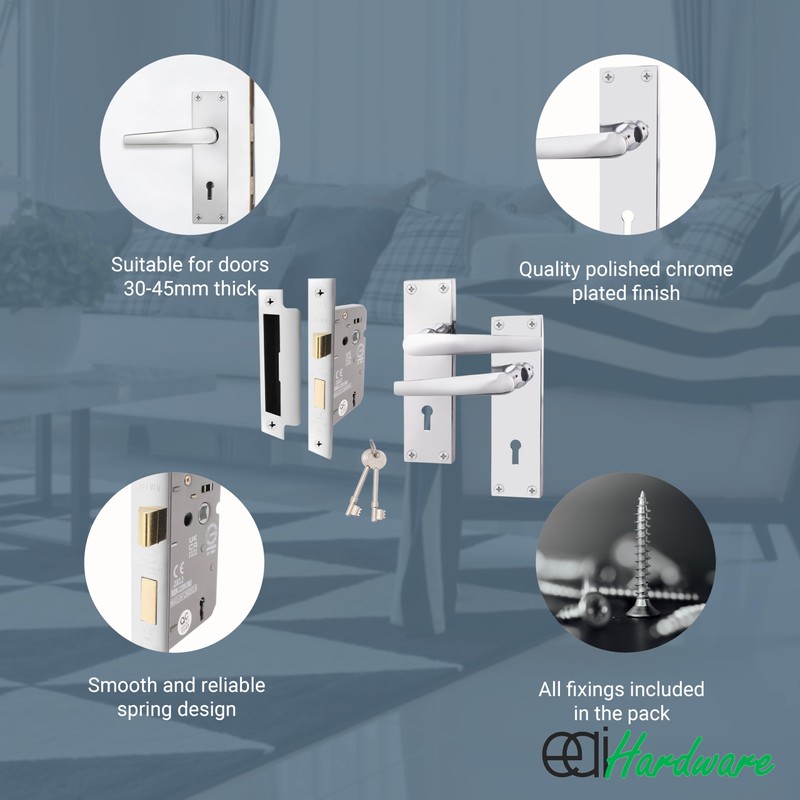 EAI Polished Chrome Door Handle Key Lock Set | 1