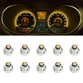 ESWW 10 bombillas LED T4.2 e indicadores de control climático, bombillas Neo Wedge de 10 mm, base 3030 chip 12 V, IP65 A/C, calentador, luz indicadora, medidor de tablero de instrumentos (amarillo)