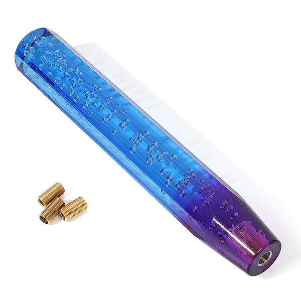 Life Palette Universal Crystal Shift Knob, Bubble, Long, Octagonal, 11.8 inches (300 mm), Bubble Included, 3 Types of Adapters, Gradient Blue, Purple, Blue and Purple