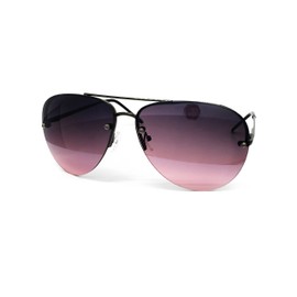 O2 Eyewear 3111 Tint Lenz Teardrop Rimless Metal Frame Womens Mens Aviator Sunglasses (Rimless, Dark Purple)