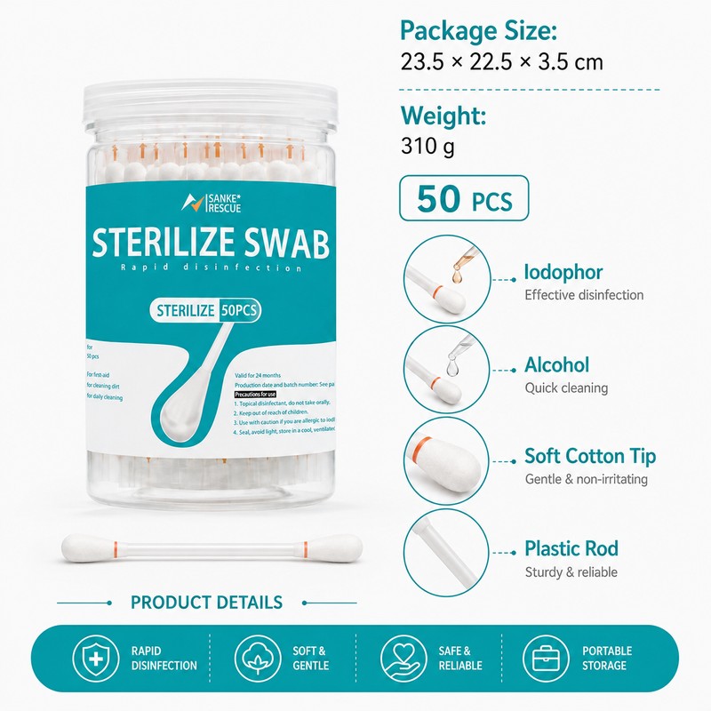 Iodophor Cotton Swabs for First Aid Kits – Individually Wrapped