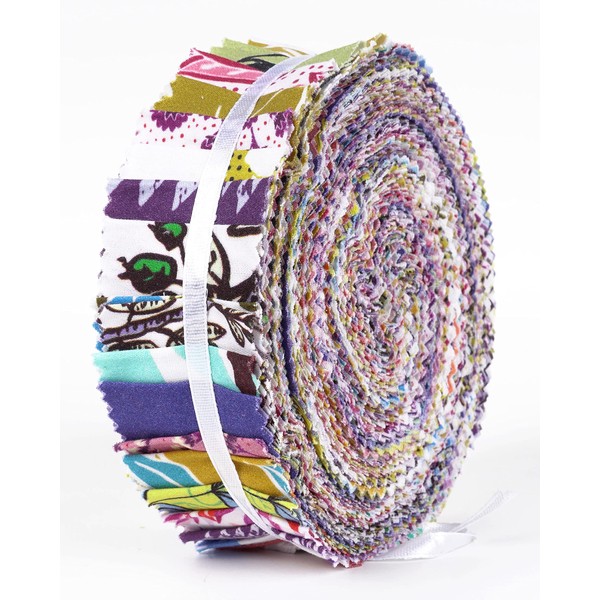 Soimoi 40Pcs Block Print Precut Fabrics Strips Roll Up 1.5x42inches