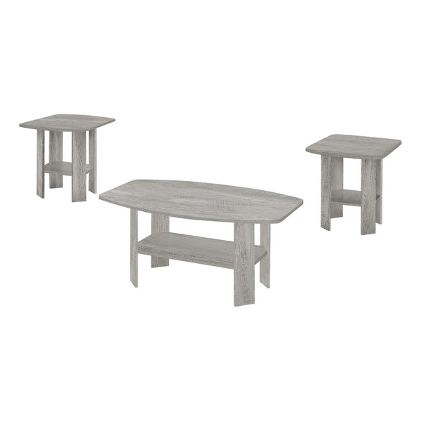 Monarch Specialties 7870P Table, 3pcs Set, Coffee, End, Side, Accent, Living Room, Laminate, Grey, Transitional Set-3Pcs Industrial, 35.5" L x 21.5" W x 16.25" H