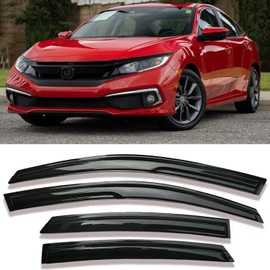 Darodcar Side Car Window Visor Rain Guards Vent Deflectors for 2016-2021 Honda Civic Sedan, 4-Door Front Rear Sun Shades Window Vent Smoke 4pcs