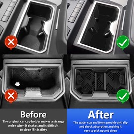 LUNQIN Car Front Rear Cup Holder Insert for Toyota Tacoma 2024 2025 Pickup Truck Auto Interior Accessories Center Console Organizer Water Bottle Cupholder Storage Coasters Station Silicone Accessory