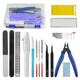 BGTXINGI Gundam 24-Piece Modelling Tool Set with Plastic Box for Model Making, Car, Hobby, Model Making, Repair and Fixing