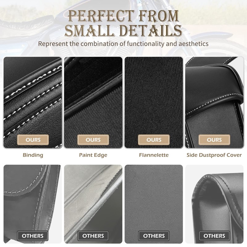 NICECNC Motorcycle Saddle Bags, PU leather Motorcycle Saddlebags, Reinforced Straps