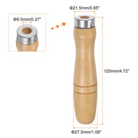 sourcing map 6pcs Wooden File Handle 4.72 Inch 9.5mm Round Hole Ergonomic Handles with Metal Collar for 14"-18" Metal Files