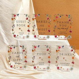 Vercraft 6 Pcs Wildflowers Baby in Bloom Baby Shower Table Decorations Take One Sign Thank You Acrylic Sign Centerpieces with Stand 5 x 7" Wedding Birthday Party Decorations for Guests Gifts