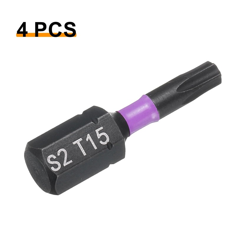 sourcing map 4pcs T15 Torx Screwdriver Bit 1/4" Hex Shank