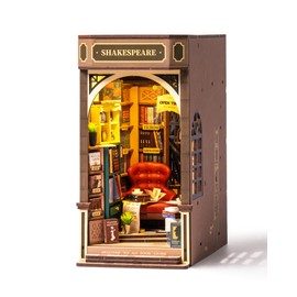 Rolife DIY Book Nook Kit 3D Wooden Puzzles for Adults 8.6" Bookstore Miniature House Kit Booknook Bookshelf Insert Decor with LED Lights Craft Kits Family Project Gifts for Adults Women Men