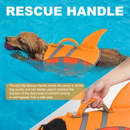 Doglay Dog Life Jacket with Shark Fin, Superior Buoyancy Dog Life Vest with Rescue Handle & Reflective Stripes, Ripstop Pet Preserver Swim Vest for Small Medium Large Dogs