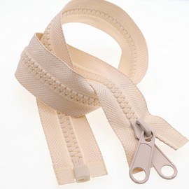2PCS #10 Heavy Duty Zippers for Sewing Separating Plastic Zippers with Double Pull Tab Slider Beige Tape for Sleeping Bags, Boats, Canvas, Dog Beds, Covers, Tents (24 Inch, Beige) YIGUANXIN