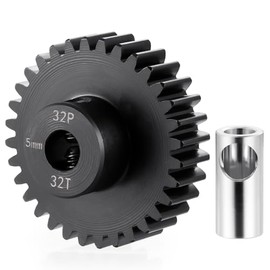 BRKRC Steel 32P 5mm Pinion Gear 25T 26T 28T 29T 30T 31T 32T 33T 34T 35T 36T 37T 38T Motor Gears for 1/10 1/8 RC Car Parts (32T)
