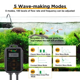hygger Aquarium Wave Maker, Adjustable Cross Flow Pump with LED Display Controller, Magnetic DC 24V Aquarium Powerhead for Freshwater and Marine Reef Aquariums Up to 135 Gallon (18w)