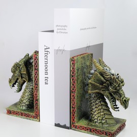 Resin Dragon Bookends, Fantasy Gothic Bookshelf Decor, Heavy Duty Book Stoppers for Home Library Office Desk, Unique Decorative Figurines for Dragon Lovers, Organizing Books, Magazines, DVDs