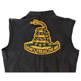 Don't Tread On Me, Yellow Gadsden Snake, Large Back Patch - 10x10 inch. Embroidered Iron on Patch