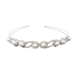 Honbay 1pcs Sparkling Crystal Faux Pearls Hair Hoop Wedding Hair Piece Photography Hair Accessories Bridal Bridesmaid Flower Girl Hair Crown Headband Tiara