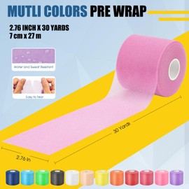 Pre Wrap Athletic Tape 2 Pack, 2.76 Inch x 30 Yards Athletic Tape Sports Prewrap, Foam Underwrap for Ankle Wrist Knee Elbow Hair Soccer, Pink