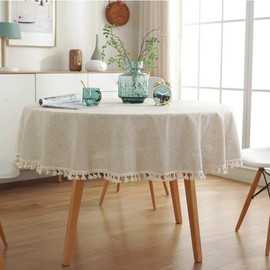 meioro Solid Colour Tassel Tablecloth, Rectangular, Cotton Linen Tablecloth, Suitable for Home, Kitchen Decoration, Various Sizes