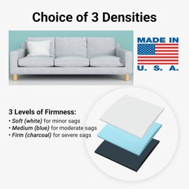 Stratiform Original Curve, Made in USA, Couch Cushion Support, Sofa Cushion Sag Repair, High-Density Foam, Couch Support, Couch Repair, 20x20x2” (Firm, Set of 3)