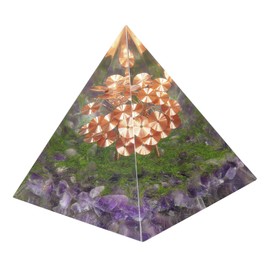Amethyst Stone Pyramid with Copper Wire Tree of Life