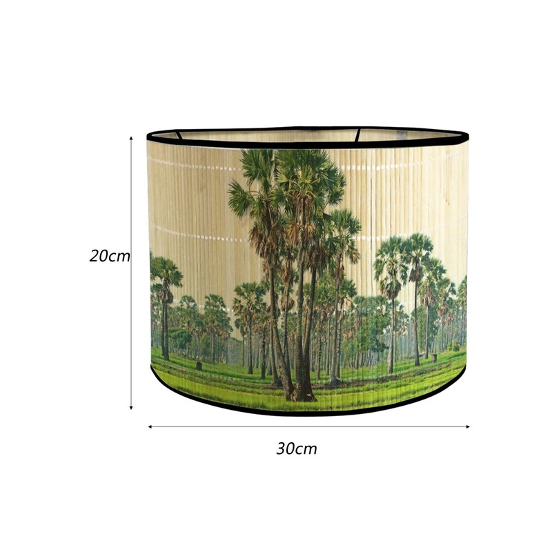 WeiLaiKeQi Bamboo Lamp Shades Drum Lamp Shade E27 Farmhouse Decorative