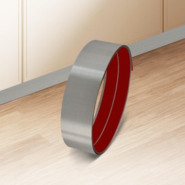 Soengsau Stainless Steel Kick Plate, Anti-Scratch Base Cover Kickplate, Peel and Stick Baseboard Molding Trim for Wall, Entrance Door, Kitchen Cupboard, Dishwasher Toe (118"L x 3.15"W, Brushed Silver)