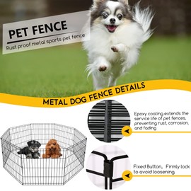 FDW 24 Inch Dog Pen 8 Panel Dog Playpen Indoor Outdoor Metal Puppy Pet Fence Portable Folding Animal Exercise Fence,Black