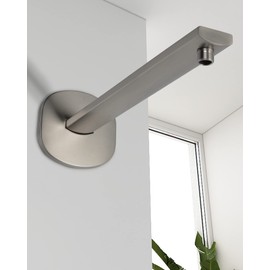 PHASAT Shower Arm Extension with Flange,Stainless Steel Shower Head Extension Arm,Wall-Mounted Shower Extension Replacement,Brushed Nickel,PU9L04