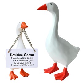 Desk Goose 7 inches Cute Office Decor Statue, Magnetic Goose Key Holder with Positive Vibes– Funny Desk Decor for Home Office, Birthday Gifts for Women Mom Men Friends