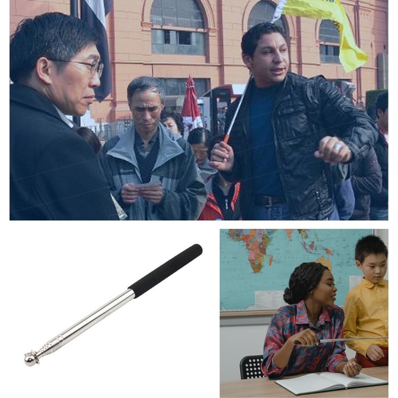 HGOCAHUZI 1.6m Telescopic Handheld Flagpole Stainless Steel Extendable Flag Pole