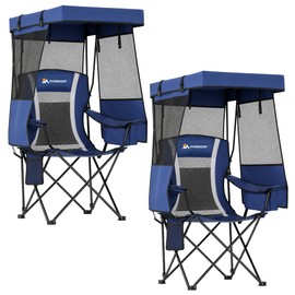 2 Pack Camping Chair - Folding Chair with Adjustable Canopy Sunshade