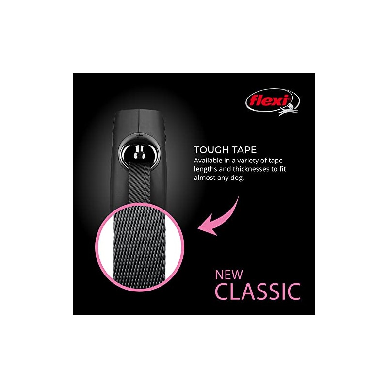 Flexi CL10T5.250.R New Classic Tape Retractable Leash, Red, Large/26'
