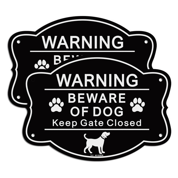 T&R Beware of Dog Sign Keep Gate Closed Sign -
