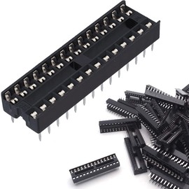 DAOKAI DIP IC Socket Adapter, 2.54mm Pitch Electronics, Component, PCB Mount, Double Row Flat Pins for Soldering IC Sockets for Integrated Circuits (28 Pin, 50 Pack)