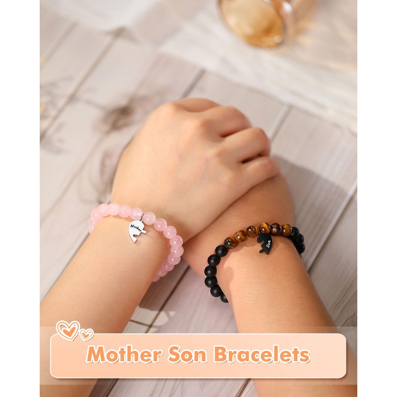 DiRikiss Mother Son Gifts Bracelets for Boys from Mom Mommy
