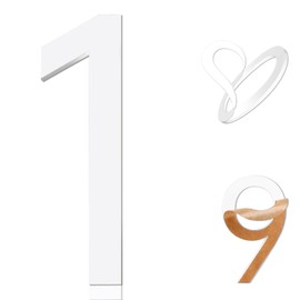 5 Inch Adhesive Numbers,White house Numbers for Apartment Door Farmhouse Mailbox Office Hotel Outside,Home Address Numbers White Acrylic Frosted Matte House (Number 1)…