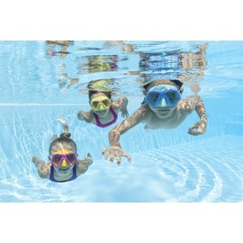 Bestway Kids Swim Mask | Swimming Goggles for Children 3+ with Nose Cover, Waterproof, UV Protection, No Leakage, Dominator, 3 Assorted Colours