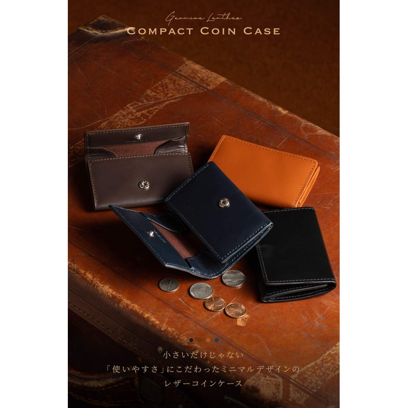 Mura Coin Case, Coin Purse, Genuine Leather, Men's, Thin, 0.4