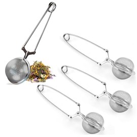 U Chef Set de 4 Infusor de té Acero Inoxidable, Colador de té de Hojas, Filtro de Especias, Hojas de té Hierba Malla Filtro de Bola（Plateado）