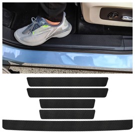 5PCS Car Door Sill Protector,Carbon Fiber Threshold/Rear Bumper Guard Anti-Scratch Sticker Door Edge Protection Decorate,Interior Accessories Self-Adhesive Anti-Scratch Waterpoor (Carbon Fiber-5Pcs)