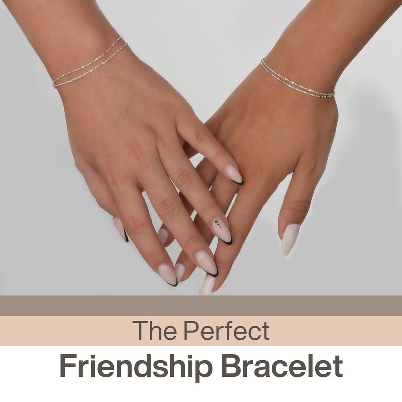 Annika Bella Double-Layered Sterling Silver Bracelet, Length 6.75-7.75 Inches, Stranded