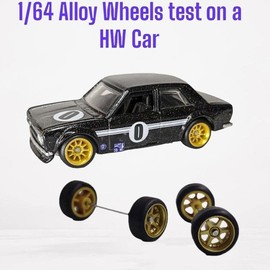 Enyolidimk 4 Pcs Alloy Wheels 1:64 Scale Aluminum Rims Rubber Tyres Model Alloy Accessories Wheel Rubber and Tyre Accessories